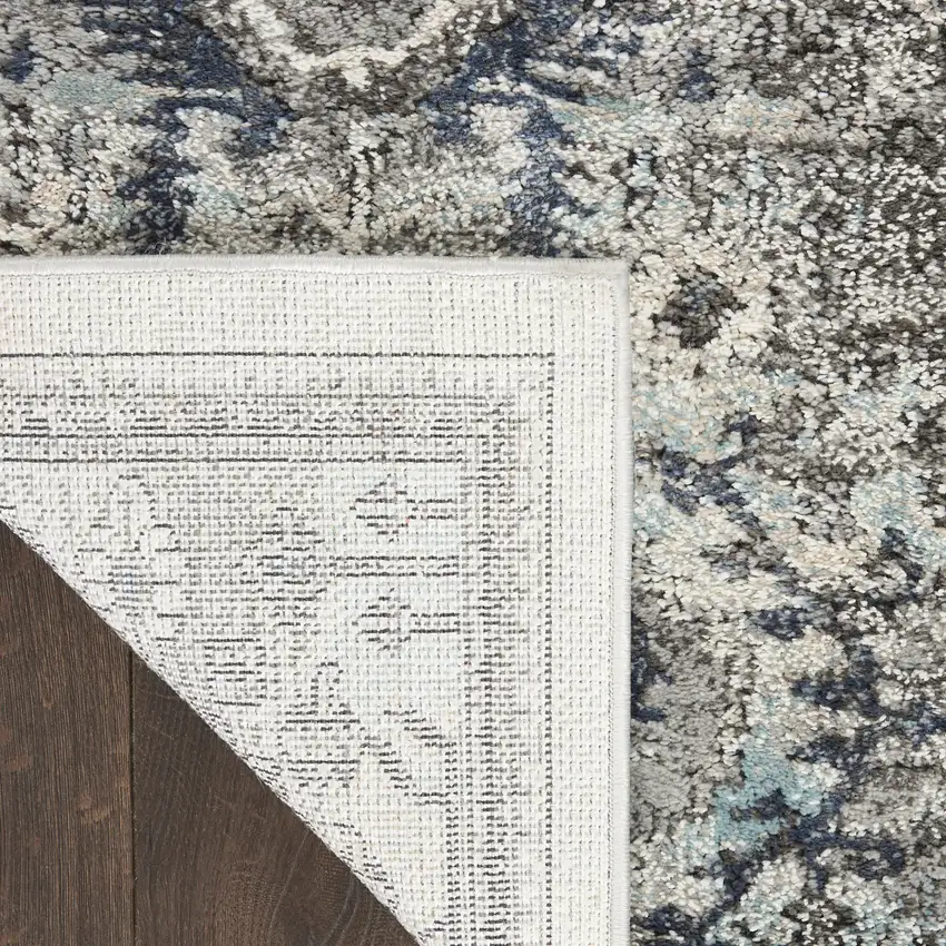 Gray Floral Power Loom Distressed Area Rug Photo 8