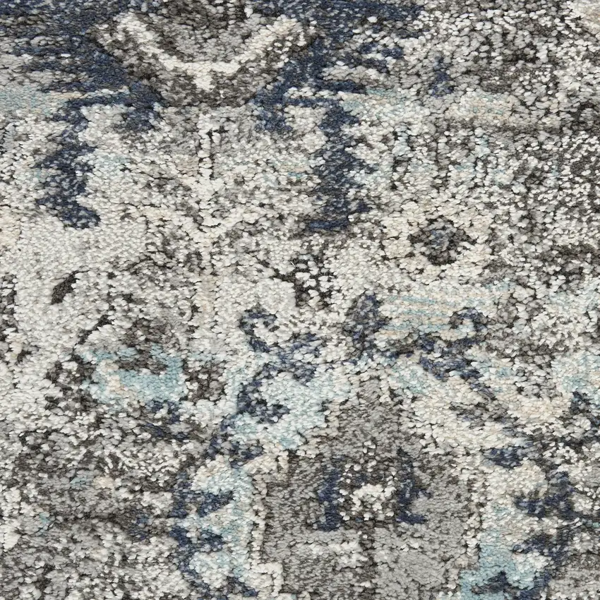 Gray Floral Power Loom Distressed Area Rug Photo 3