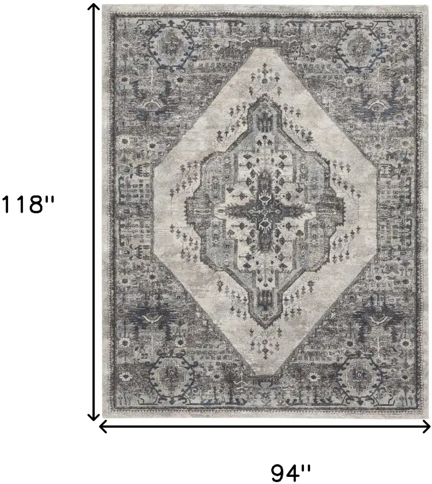 Gray Floral Power Loom Distressed Area Rug Photo 3