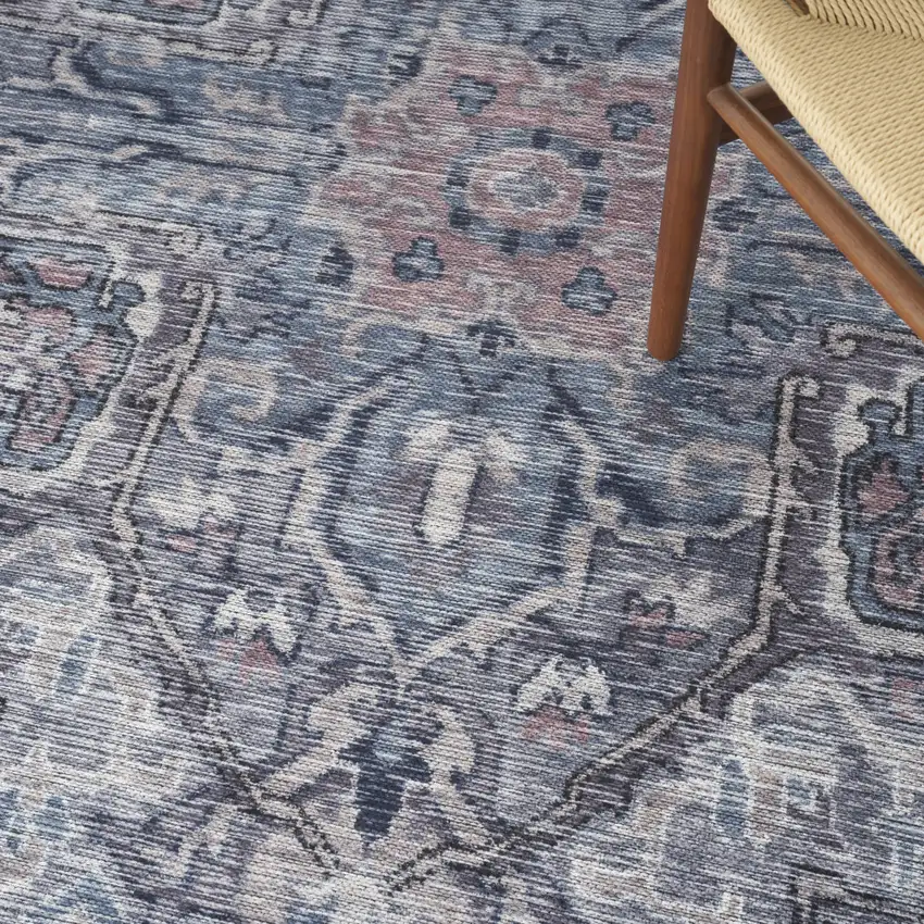 Gray Floral Power Loom Distressed Washable Area Rug Photo 4