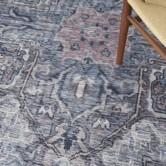 Gray Floral Power Loom Distressed Washable Area Rug Photo 5