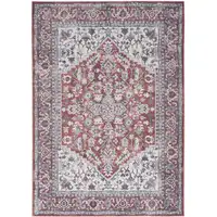 Photo of Gray Floral Power Loom Distressed Washable Area Rug