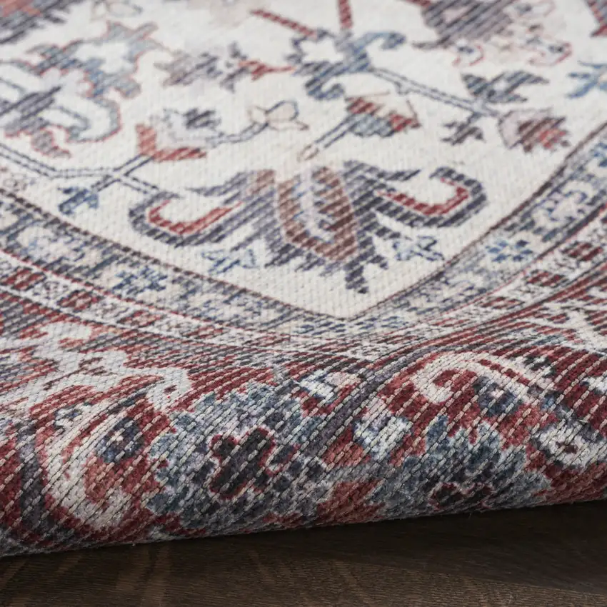 Gray Floral Power Loom Distressed Washable Area Rug Photo 6