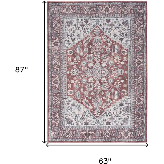 Gray Floral Power Loom Distressed Washable Area Rug Photo 3