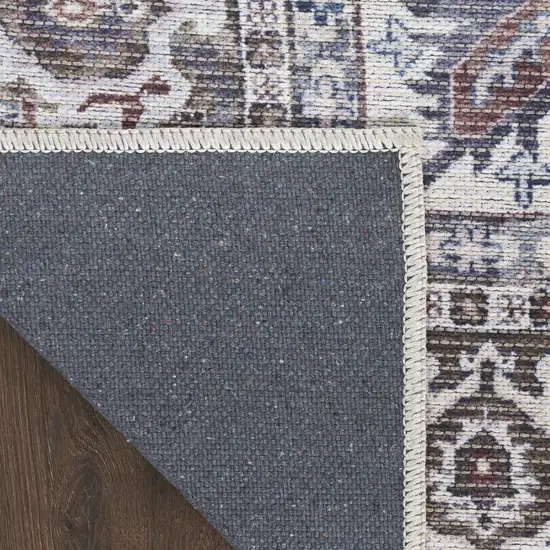 Gray Floral Power Loom Distressed Washable Area Rug Photo 7