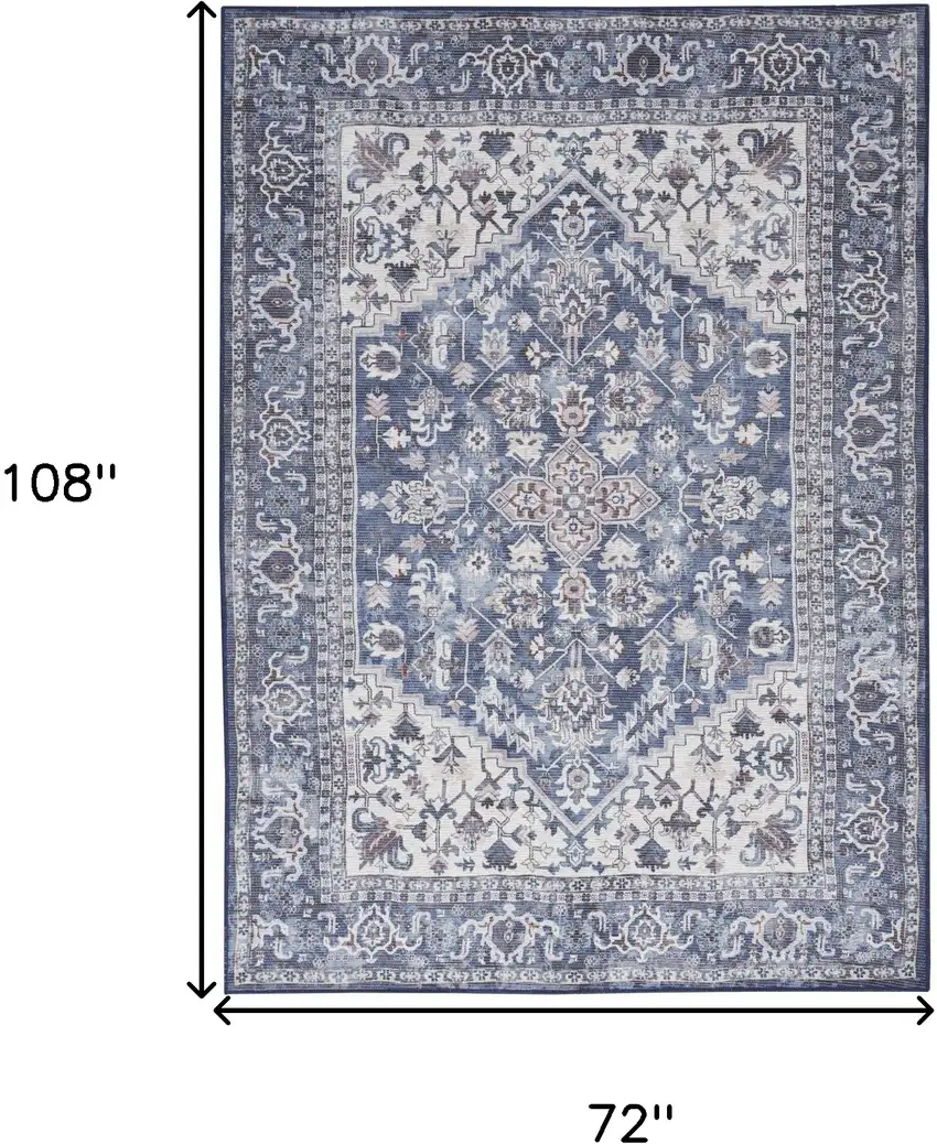 Gray Floral Power Loom Distressed Washable Area Rug Photo 9