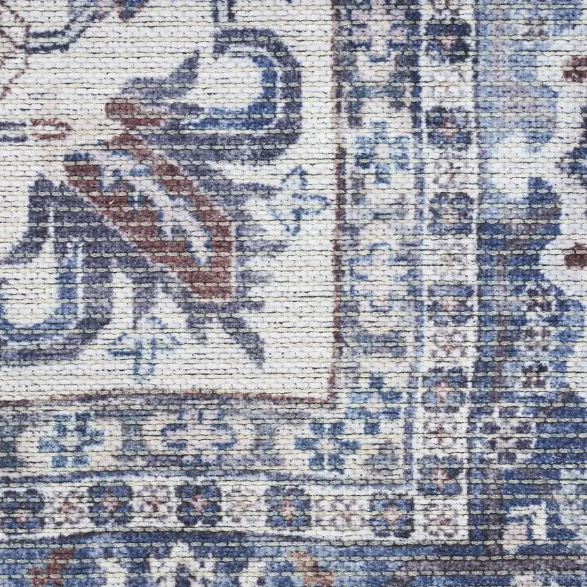 Gray Floral Power Loom Distressed Washable Area Rug Photo 1