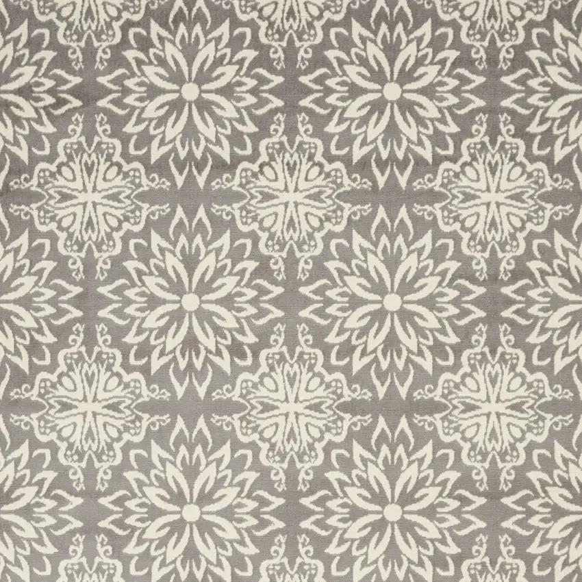 Gray Floral Power Loom Non Skid Area Rug Photo 5