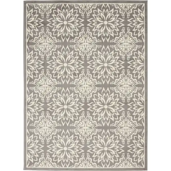 Gray Floral Power Loom Non Skid Area Rug Photo 2