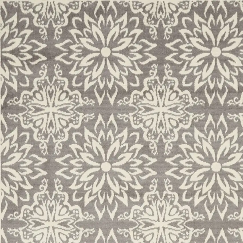Gray Floral Power Loom Non Skid Area Rug Photo 4