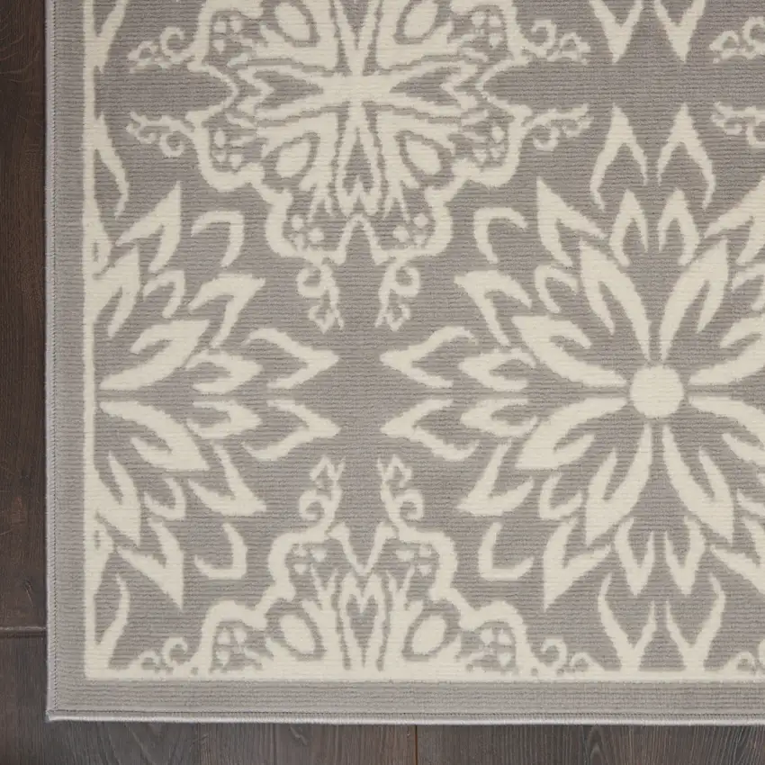 Gray Floral Power Loom Non Skid Area Rug Photo 9