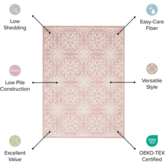 Gray Floral Power Loom Non Skid Area Rug Photo 6