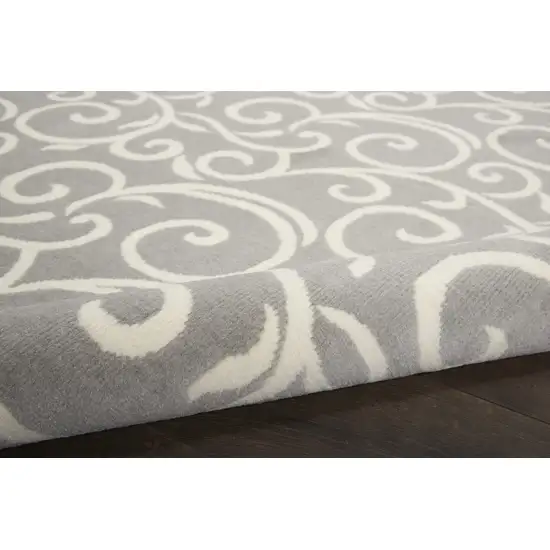 8' Gray Floral Runner Rug Photo 8