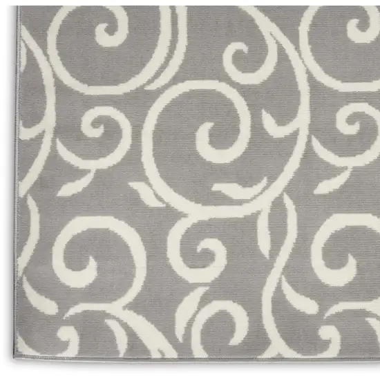 8' Gray Floral Runner Rug Photo 9