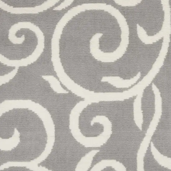 8' Gray Floral Runner Rug Photo 1