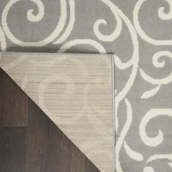 8' Gray Floral Runner Rug Photo 8