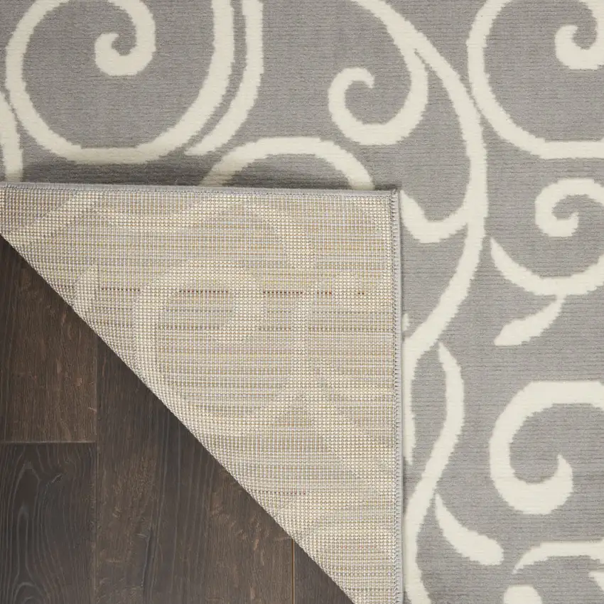 8' Gray Floral Runner Rug Photo 8