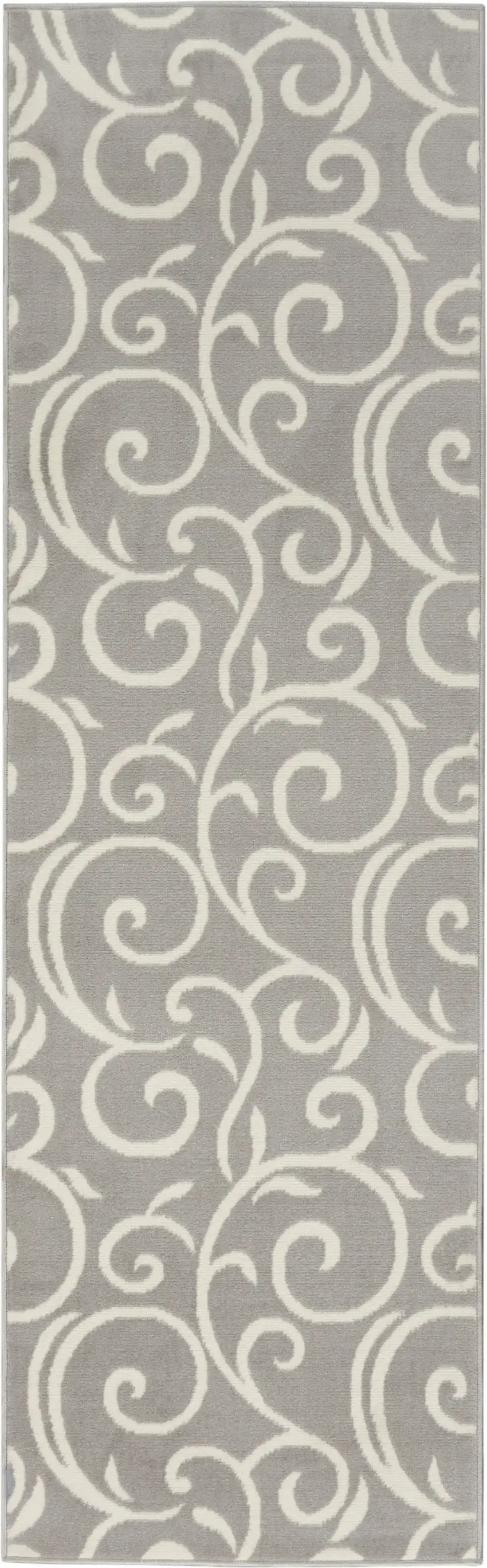 Gray Floral Power Loom Runner Rug Photo 4