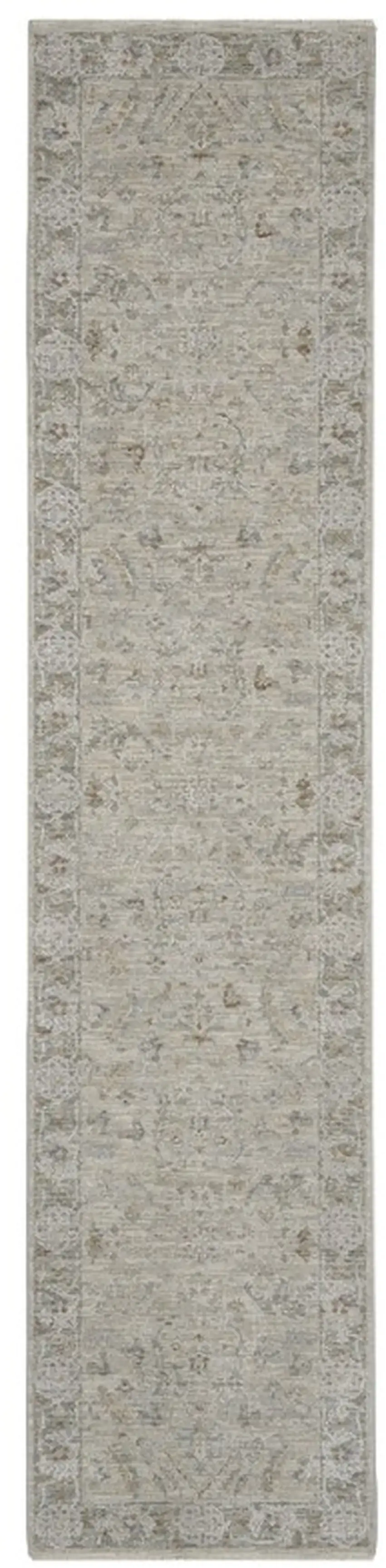Gray Floral Power Loom Runner Rug Photo 1