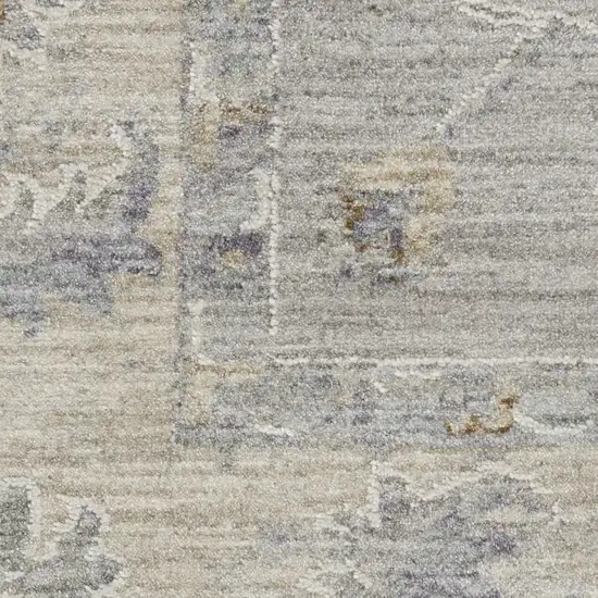10' Gray Floral Runner Rug Photo 9