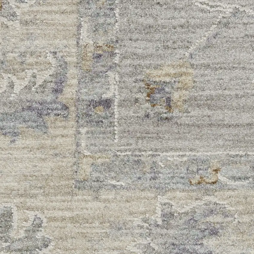 10' Gray Floral Runner Rug Photo 9