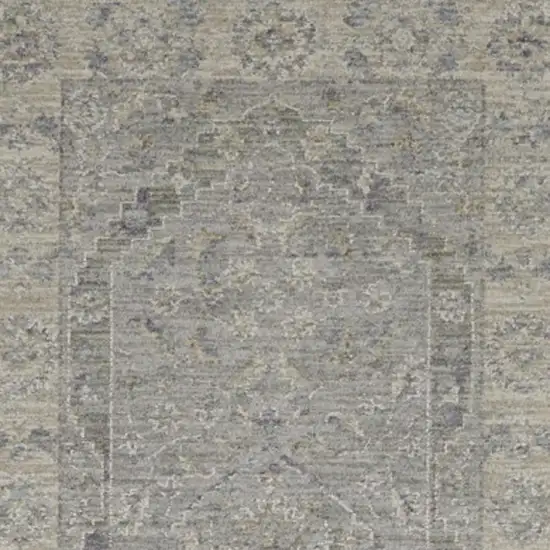 10' Gray Floral Runner Rug Photo 2