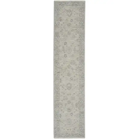 10' Gray Floral Runner Rug Photo 1