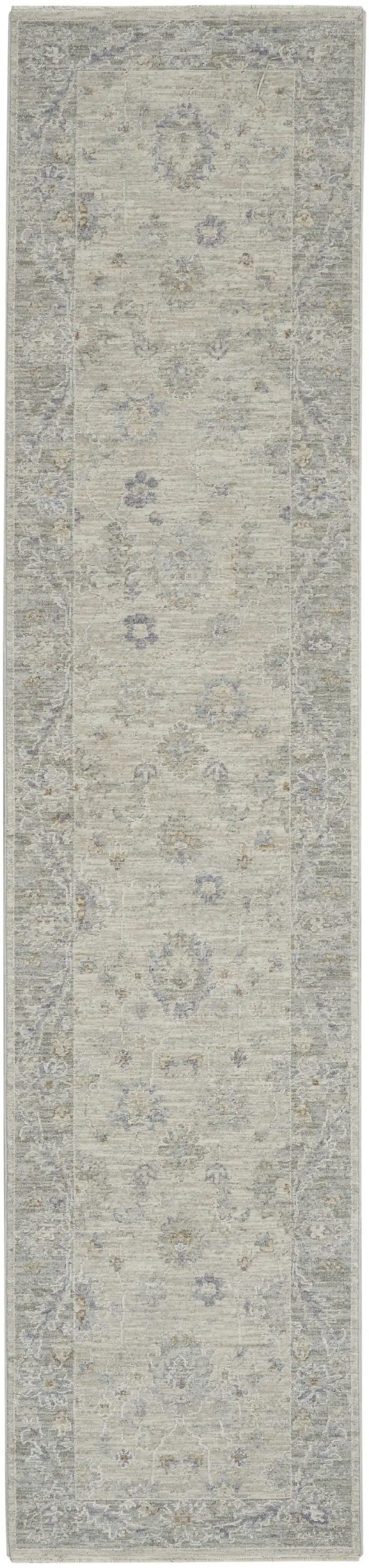 10' Gray Floral Runner Rug Photo 1