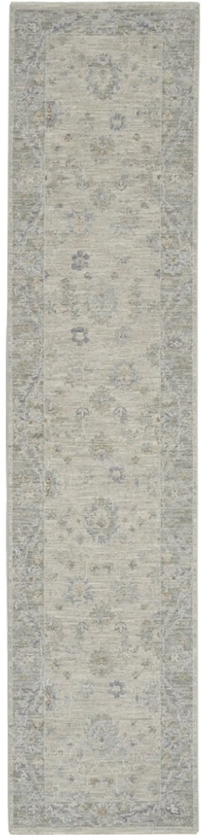 Gray Floral Power Loom Runner Rug Photo 1