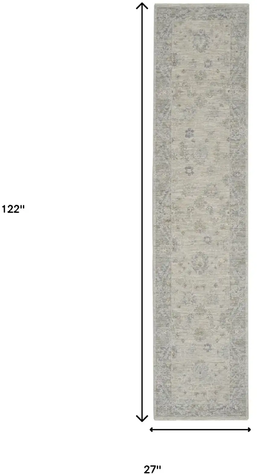 Gray Floral Power Loom Runner Rug Photo 9