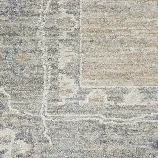 10' Gray Floral Runner Rug Photo 8