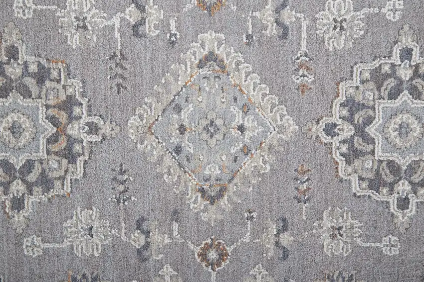 Gray Floral Power Loom Stain Resistant Area Rug Photo 8