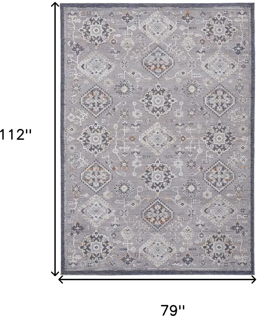 Gray Floral Power Loom Stain Resistant Area Rug Photo 9