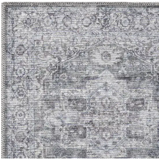 Gray Floral Power Loom Worn Faded Area Rug Photo 7