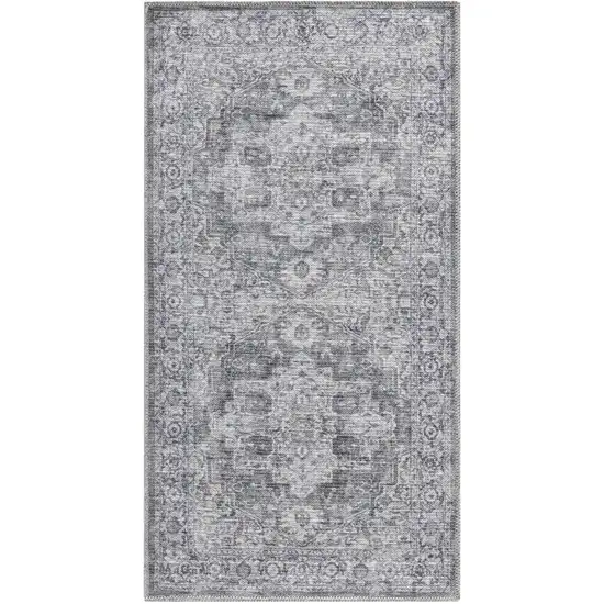 Gray Floral Power Loom Worn Faded Area Rug Photo 6