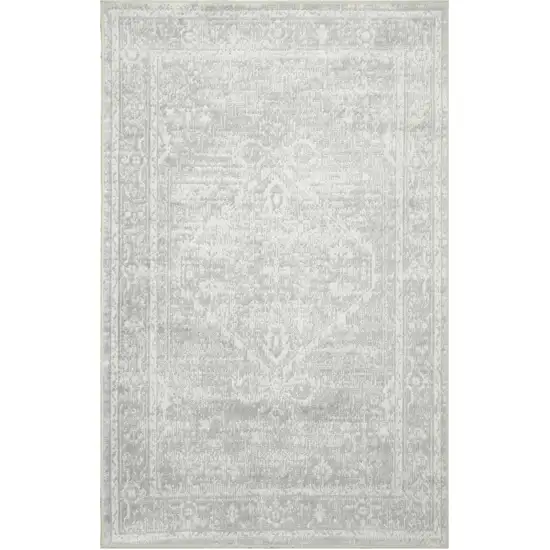 Gray Floral Power Loom Worn Faded Area Rug Photo 2
