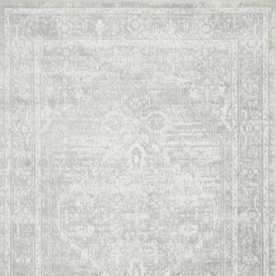 Gray Floral Power Loom Worn Faded Area Rug Photo 7