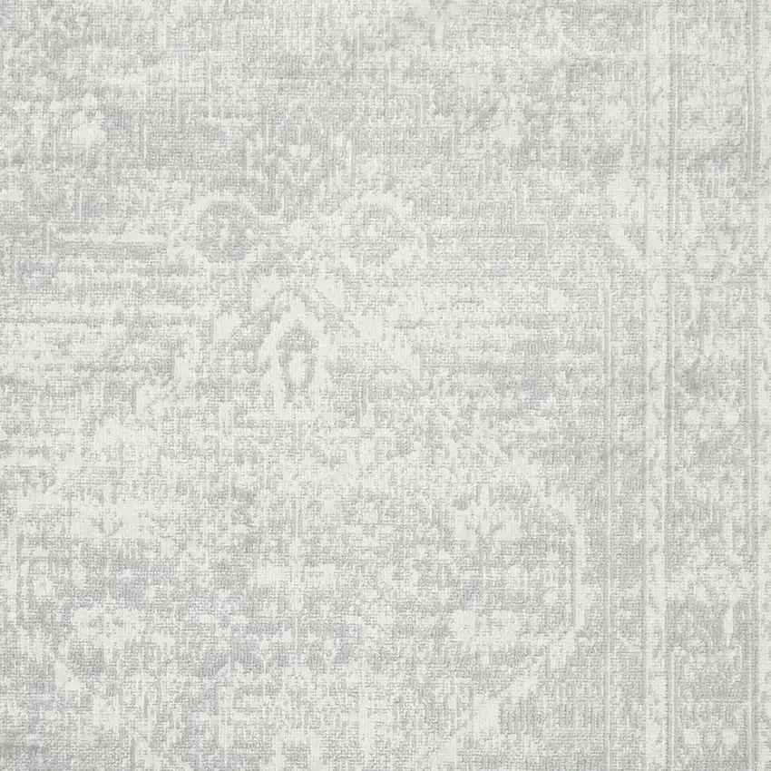 Gray Floral Power Loom Worn Faded Area Rug Photo 3