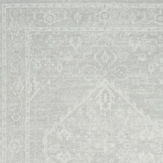 Gray Floral Power Loom Worn Faded Area Rug Photo 8