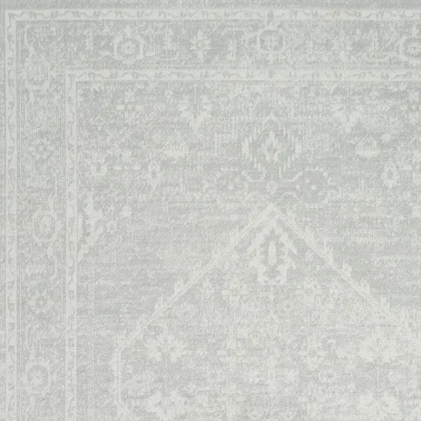 Gray Floral Power Loom Worn Faded Area Rug Photo 8