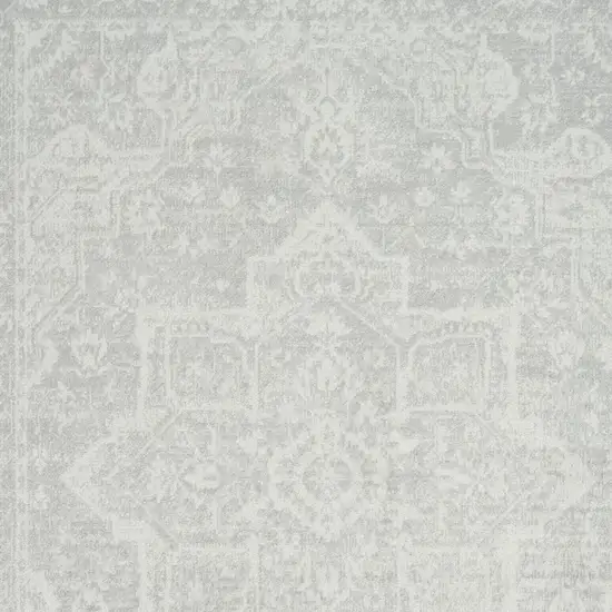 Gray Floral Power Loom Worn Faded Area Rug Photo 9