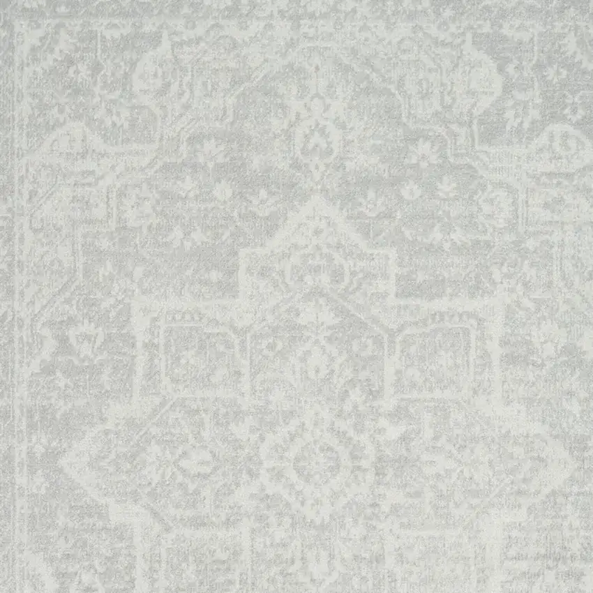 Gray Floral Power Loom Worn Faded Area Rug Photo 9