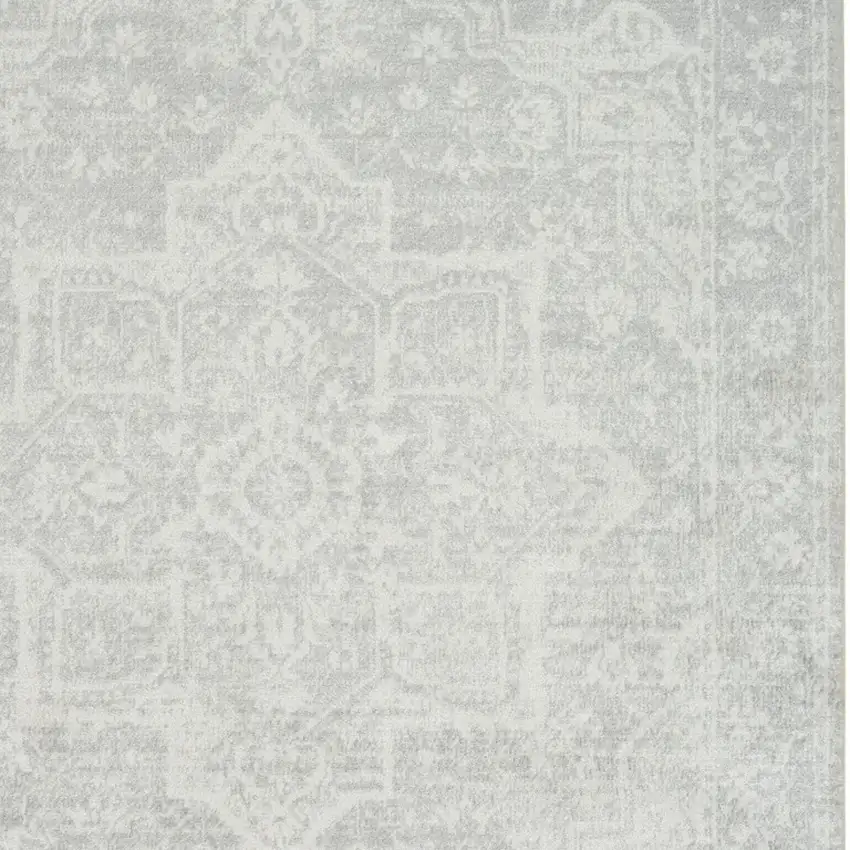 Gray Floral Power Loom Worn Faded Area Rug Photo 8