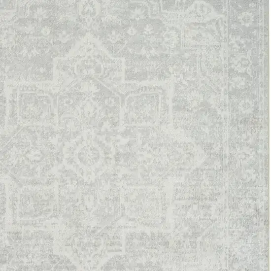 Gray Floral Power Loom Worn Faded Area Rug Photo 8