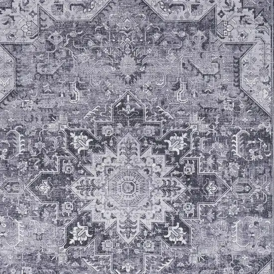 Gray Floral Power Loom Worn Faded Non Skid Area Rug Photo 8