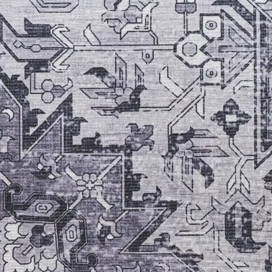 Gray Floral Power Loom Worn Faded Non Skid Area Rug Photo 6