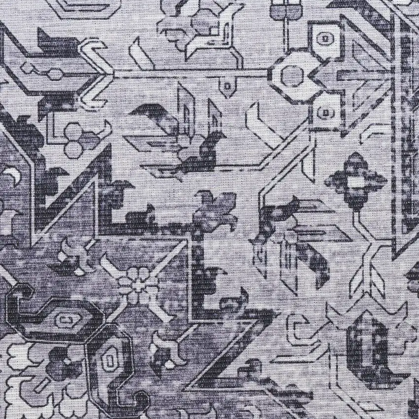 Gray Floral Power Loom Worn Faded Non Skid Area Rug Photo 6