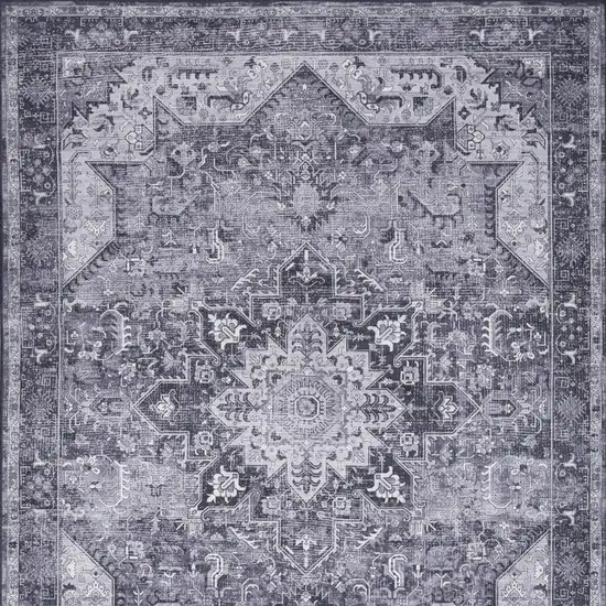 Gray Floral Power Loom Worn Faded Non Skid Area Rug Photo 9