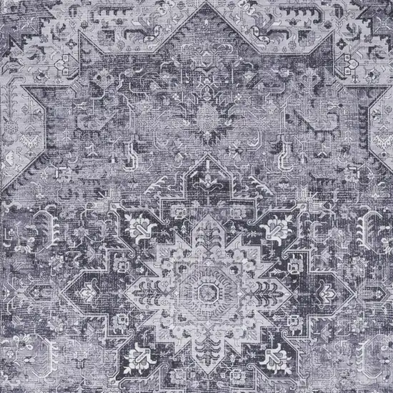 Gray Floral Power Loom Worn Faded Non Skid Area Rug Photo 8