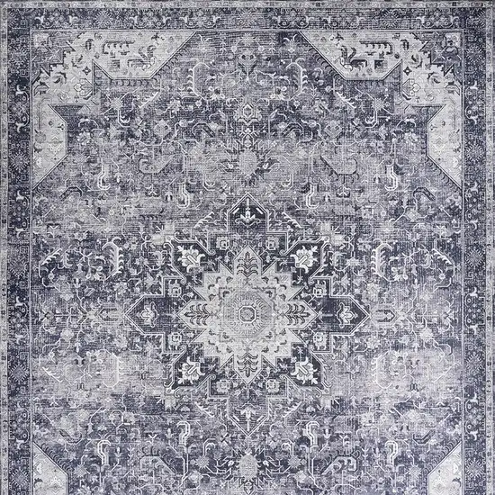 Gray Floral Power Loom Worn Faded Non Skid Area Rug Photo 9